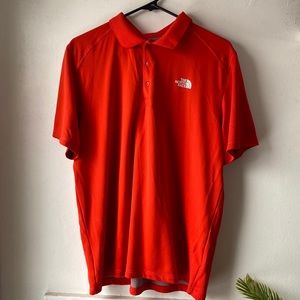 The North Face mesh golf shirt in burnt orange.